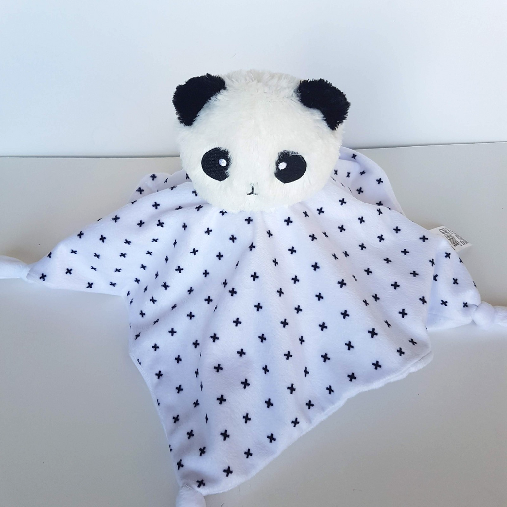 Anko PANDA Black White Spot Lovey Plush Security Comforter Blanket Soft Toy 30cm3