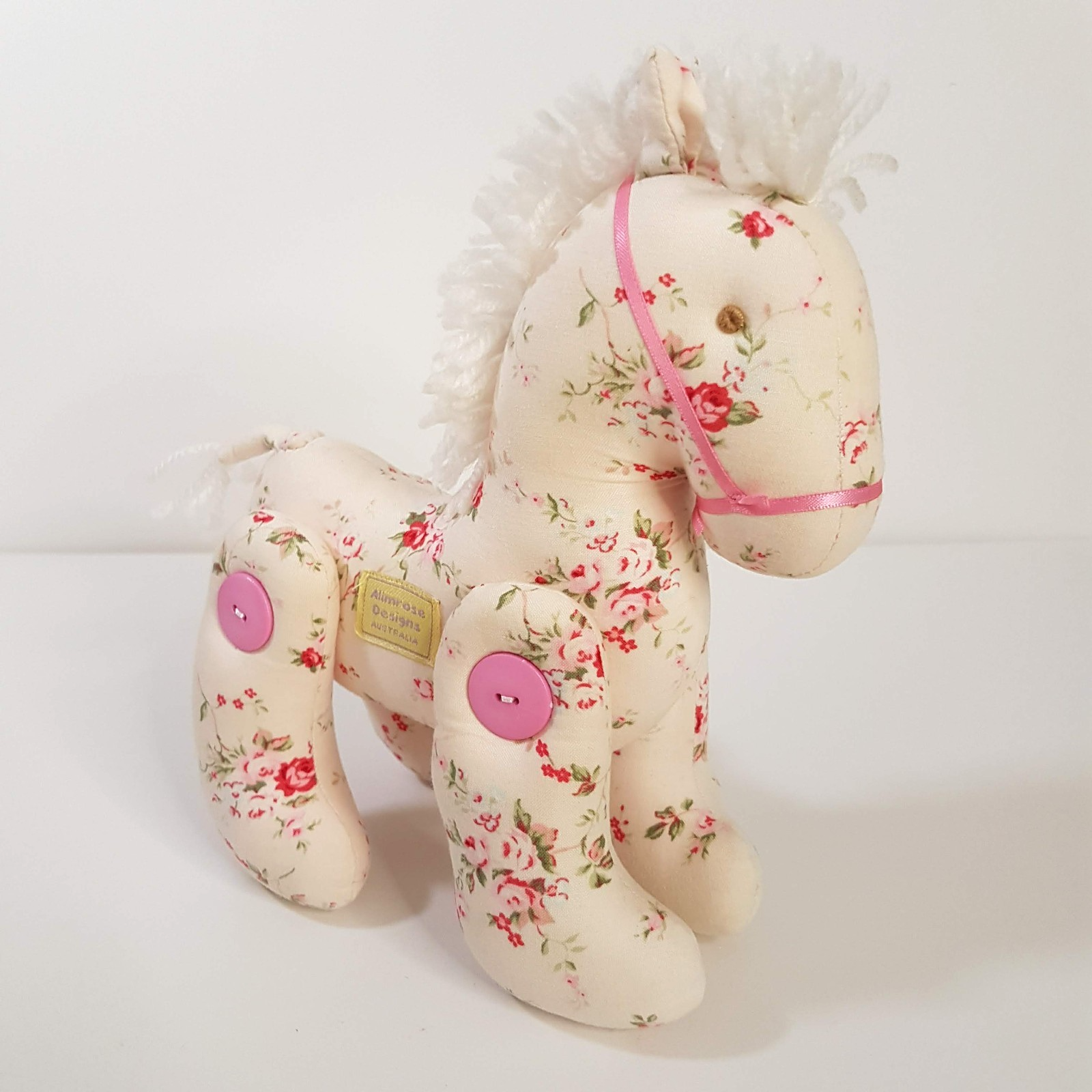Alimrose ROSE PONY HORSE Button Jointed Floral Toy 22cm Stuffed Animal Cottage1