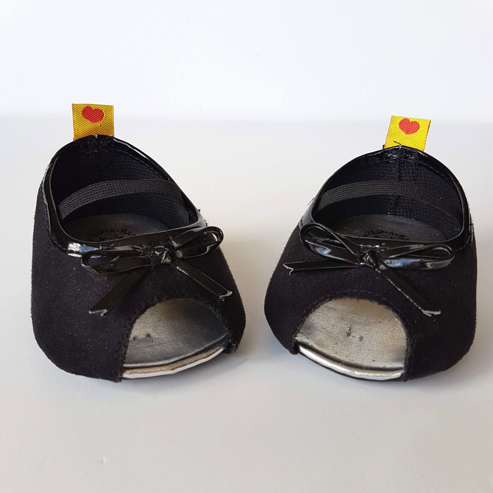 Build A Bear Workshop BLACK PEEP TOE HEEL Girl Shoes Clothes Patent Bow Cute BAB1