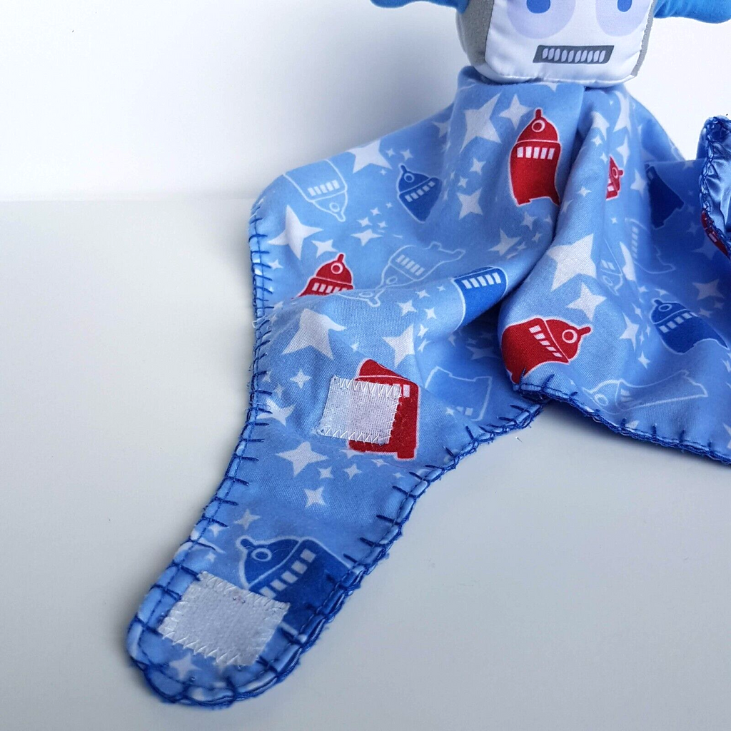 Target ROBOT Baby Lovey Security Blanket Plush Comforter Satin Soft Toy Blue1