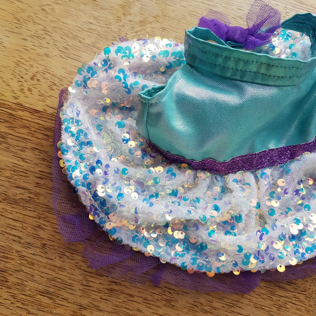 Build a Bear SEQUIN TULLE DRESS JEWEL Teal Purple Outfit Clothes Aurora Borealis2