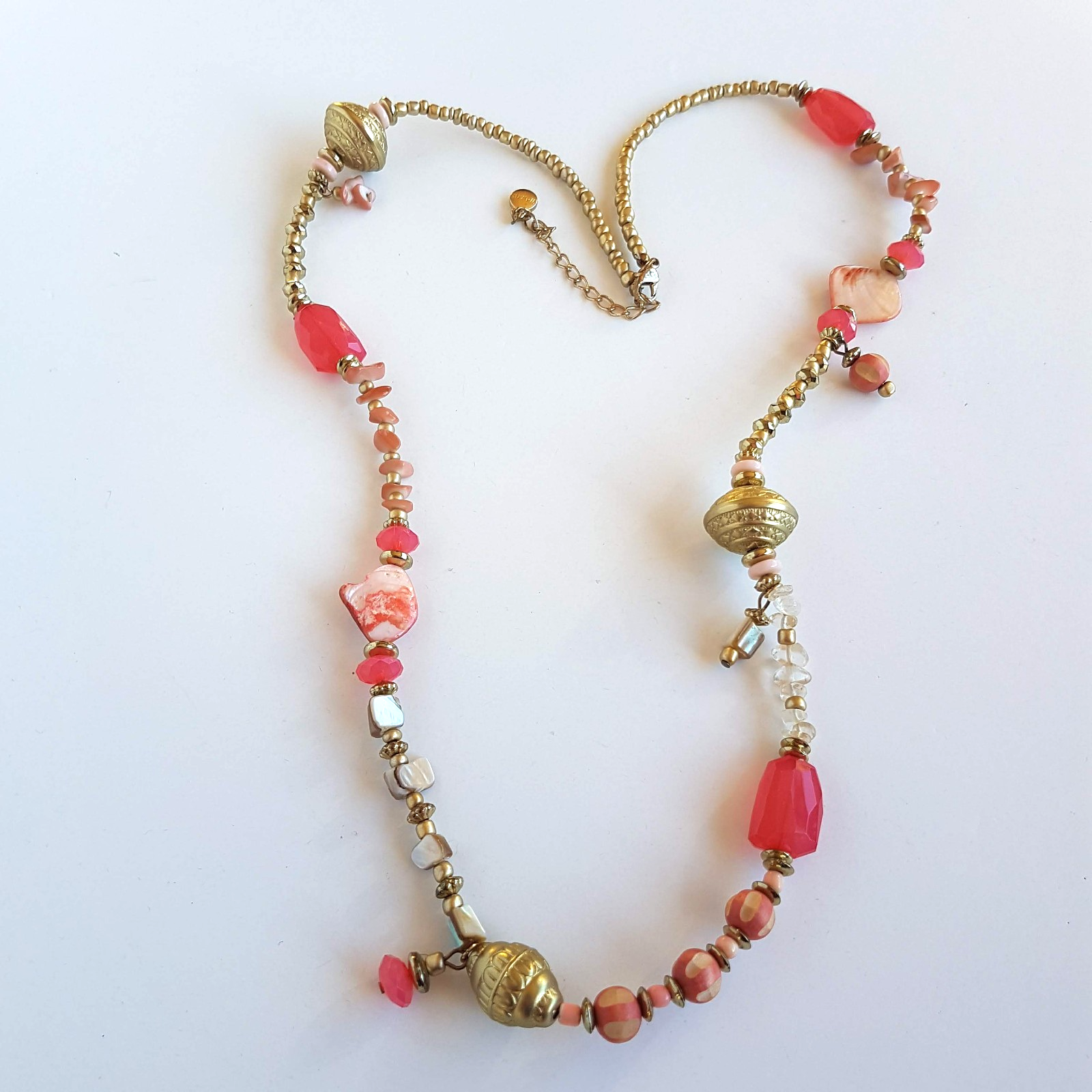 W Lane STRAND NECKLACE 82cm Peach Pink Beach Coastal Boho Fashion Jewellery5