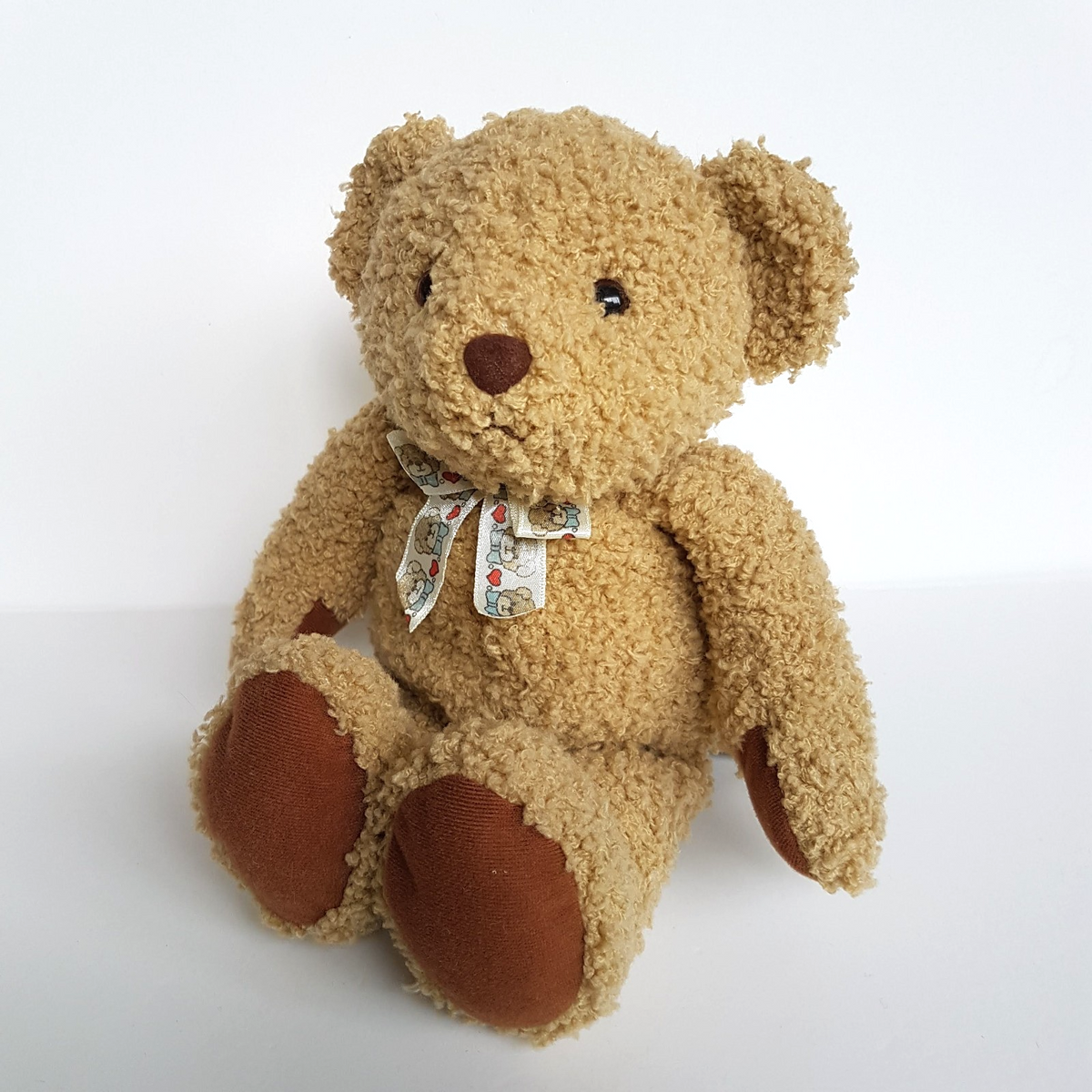 Vintage Korimco TEDDY BEAR Plush 32cm Stuffed Animal Soft Toy Heavy Flocked Nose1