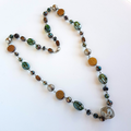 Lampwork Bead STRAND NECKLACE 82cm Silver Tone Accents Green Fashion Jewellery0