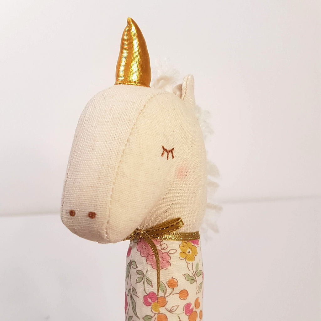 Alimrose UNICORN SQUEAKER ELEPHANT RATTLE Floral Toy Pastel Baby Soft Toy Animal8