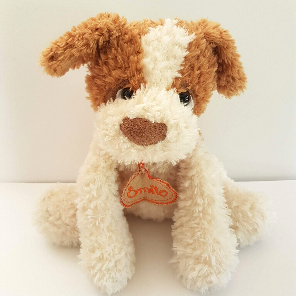 Smile CUDDLY PUPPY DOG Plush Floppy Soft Toy Cream Tan Stuffed Animal Cute1
