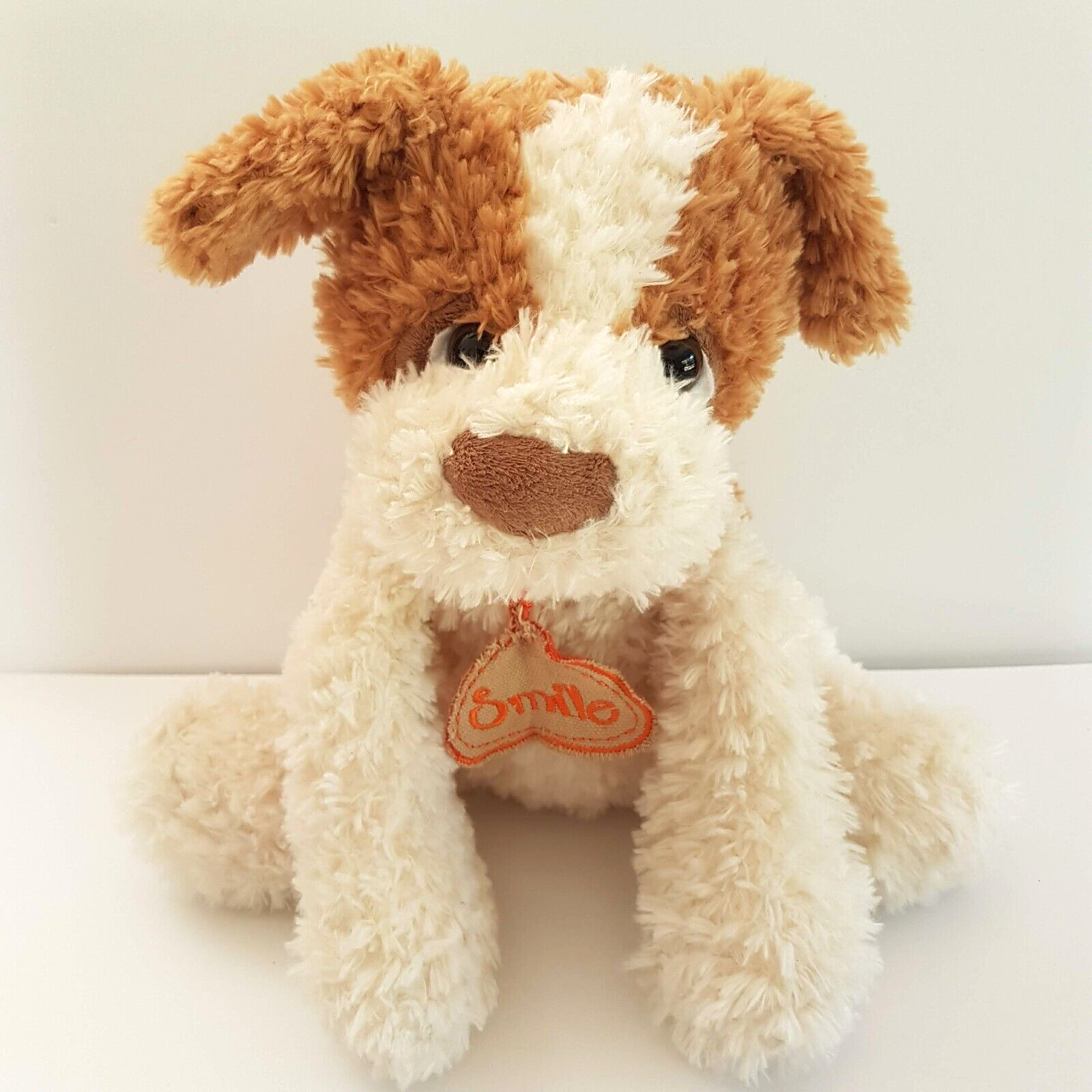 Smile CUDDLY PUPPY DOG Plush Floppy Soft Toy Cream Tan Stuffed Animal Cute1