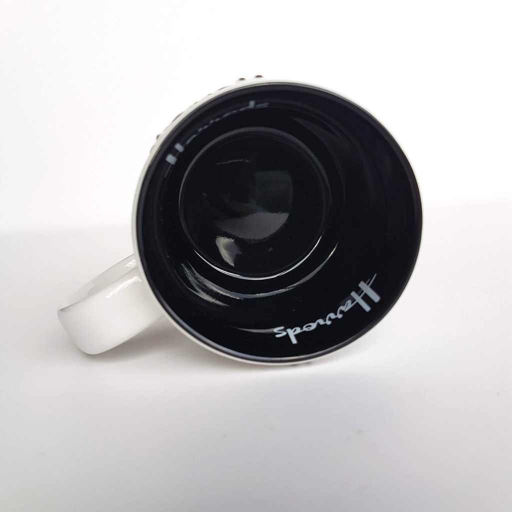 Harrods London SKYLINE Coffee Mug Black White Big Ben Eye Bridge Collectible Cup6