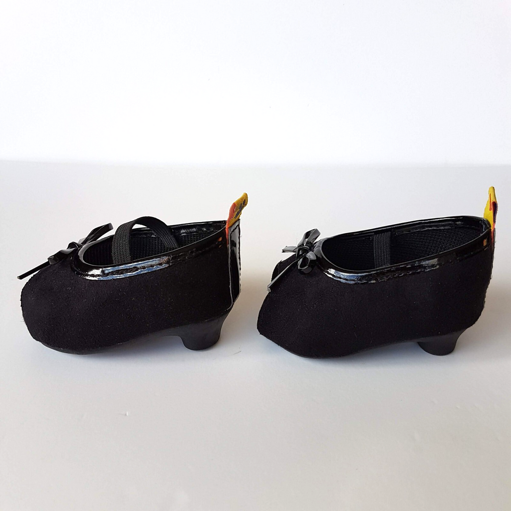 Build A Bear Workshop BLACK PEEP TOE HEEL Girl Shoes Clothes Patent Bow Cute BAB3