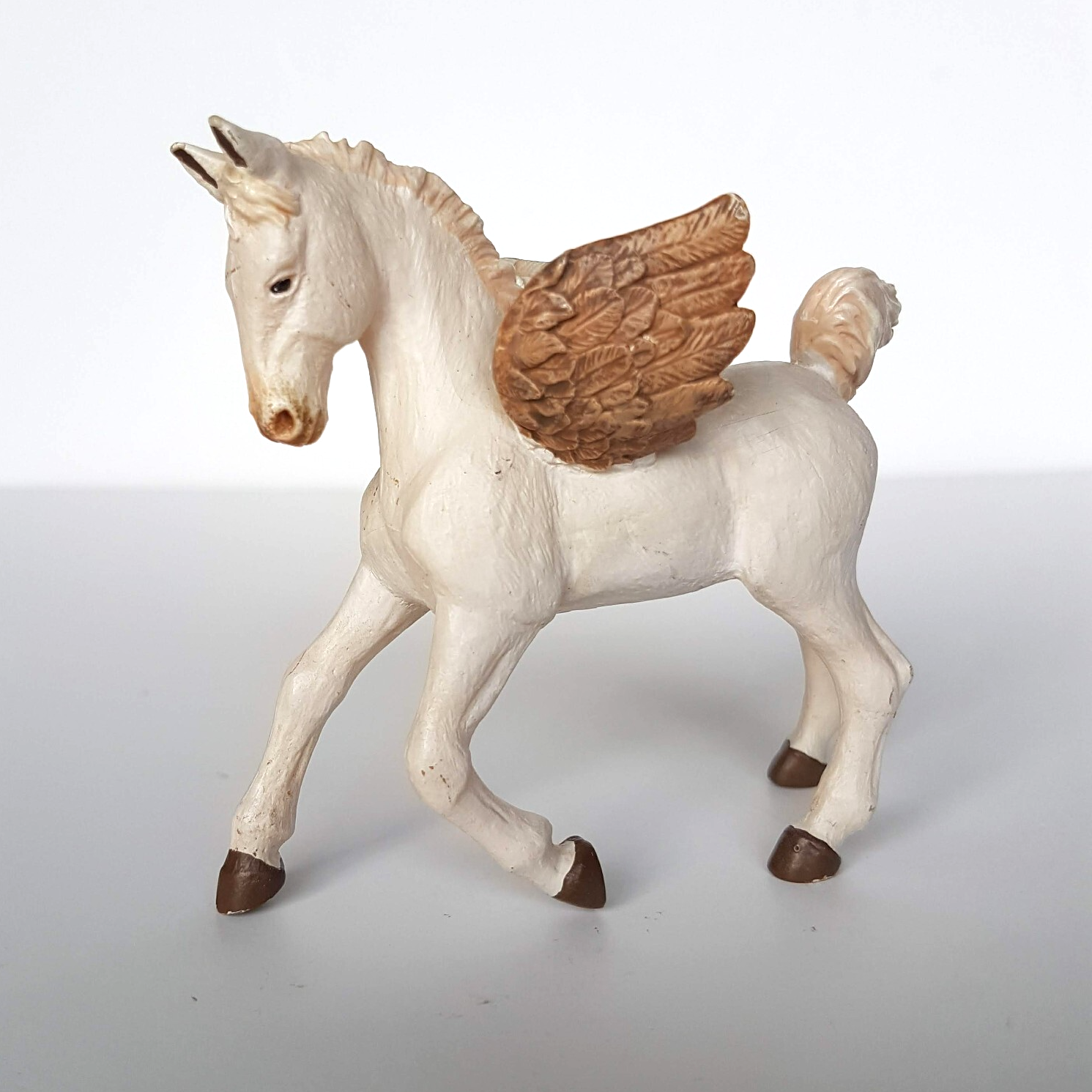 2011 PAPO 9cm BABY PEGASUS Magic Fantasy Horse Figure Figurine White Gold Toy #10