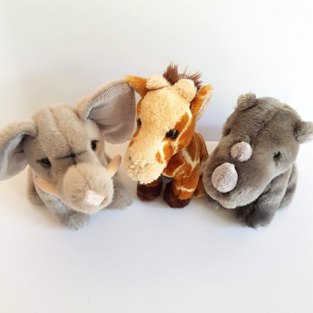 Korimco SAFARI ANIMAL Plush LOT Elephant Giraffe Rhino Soft Toy Stuffed Animal4
