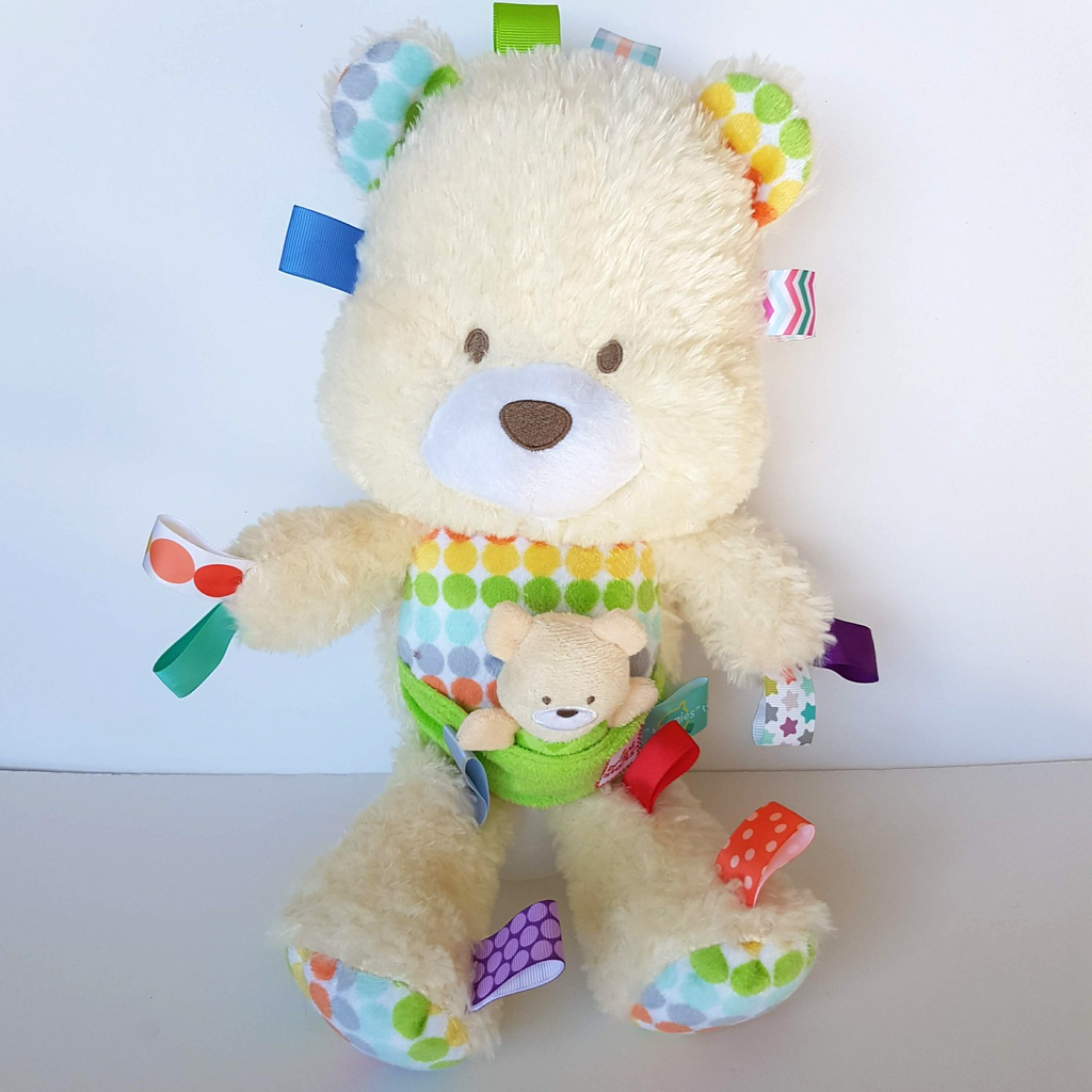 SNUGGLE & PLAY TAGGIES Bear 35cm Plush Rattle Bright Start Soft Toy Lovey Toy1