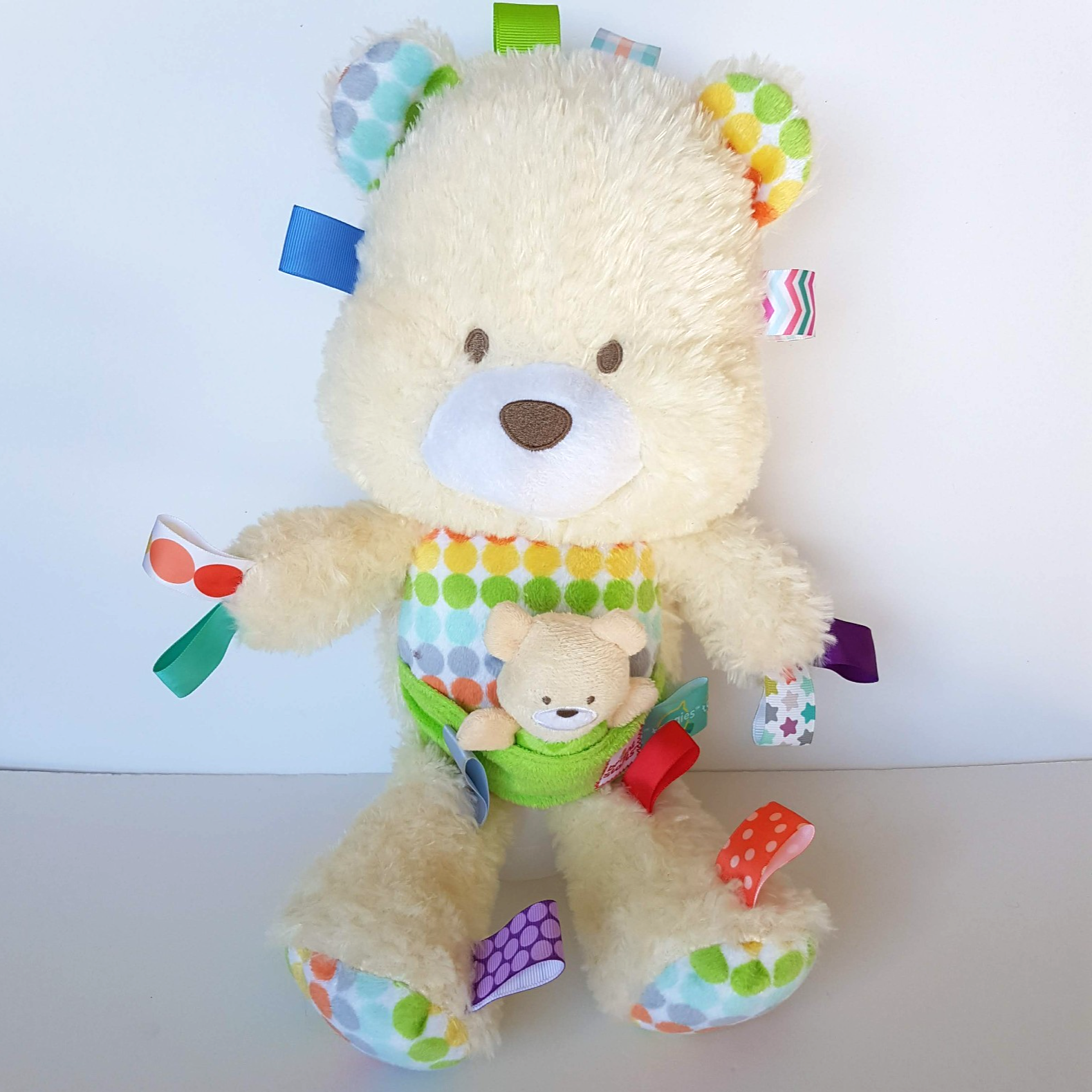 SNUGGLE & PLAY TAGGIES Bear 35cm Plush Rattle Bright Start Soft Toy Lovey Toy1