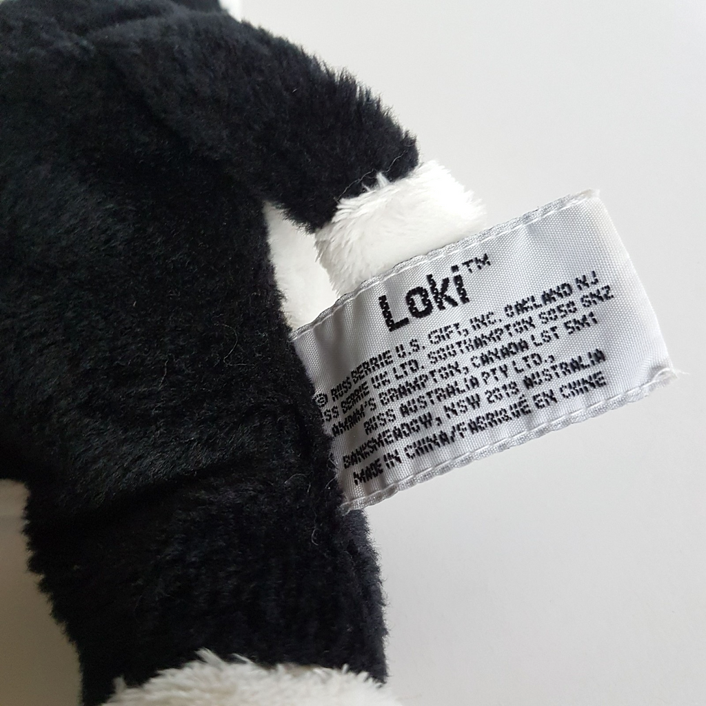 RUSS Lil Peepers CAT LOKI Black & White Plush Stuffed Animal Soft Toy Green Eyes5