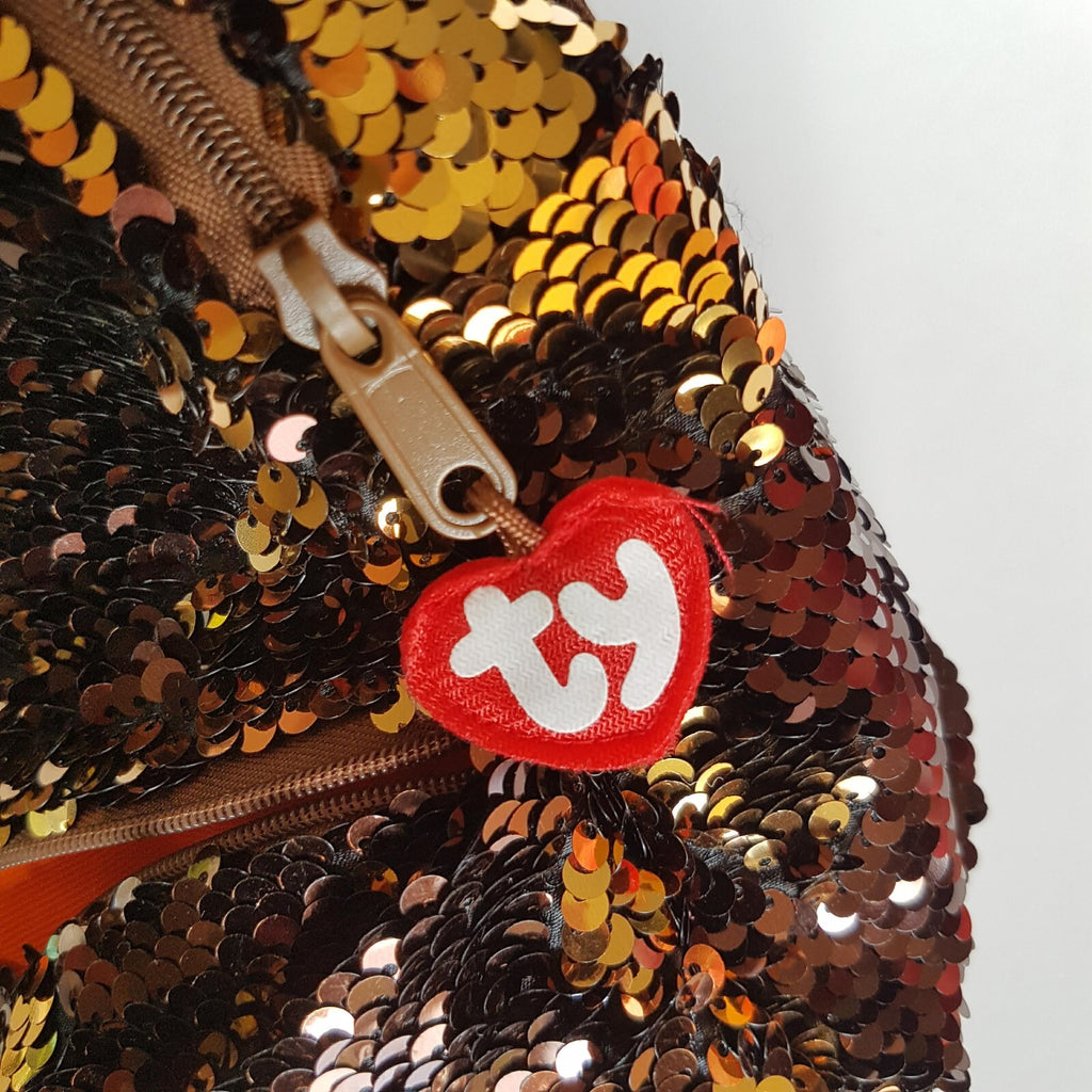 TY Sequin BRUTUS DOG Backpack Sequin Puppy Kids Animal Backpack School Bag Brown18