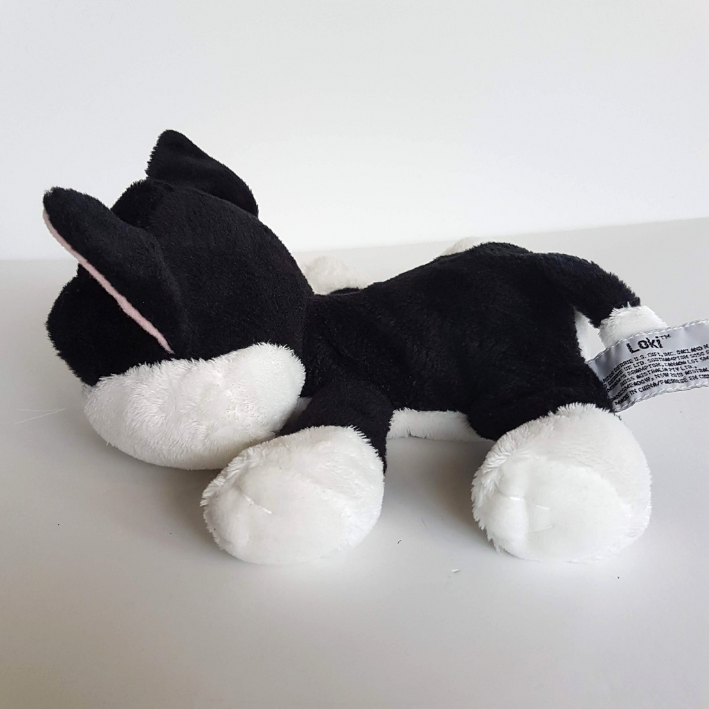 RUSS Lil Peepers CAT LOKI Black & White Plush Stuffed Animal Soft Toy Green Eyes4