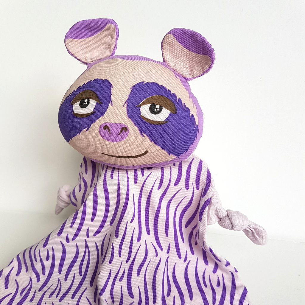 Wundersleep PURPLE SLOTH Baby Lovey Comforter Security Blanket Sleep Soft Toy2