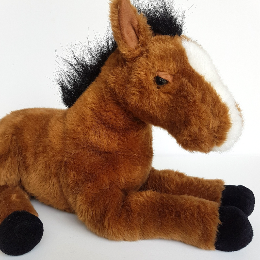 Unbranded LAYING HORSE Pony Plush 36cm long Stuffed Animal Thoroughbred Soft Toy8