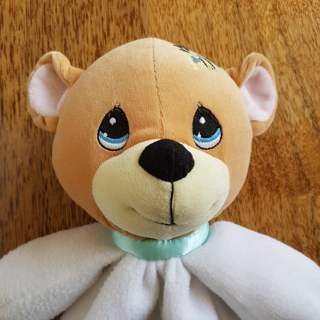 Rare PRECIOUS MOMENTS Baby Lovey BEAR Security Blanket Plush Comforter Soft Toy1