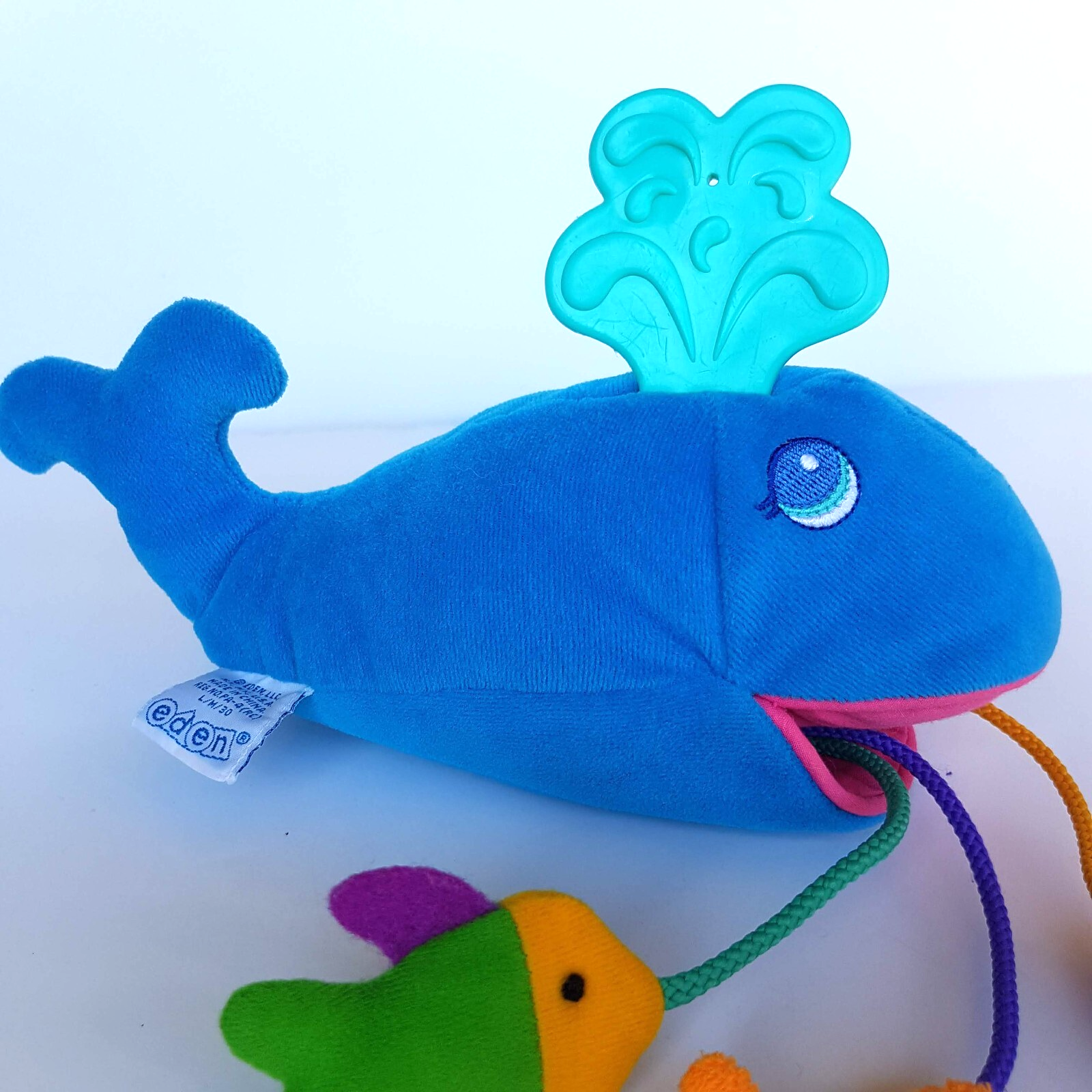 Vintage Eden BLUE WHALE Plush Baby 23cm Soft Toy Rattle Stuffed Animal Ocean Toy3