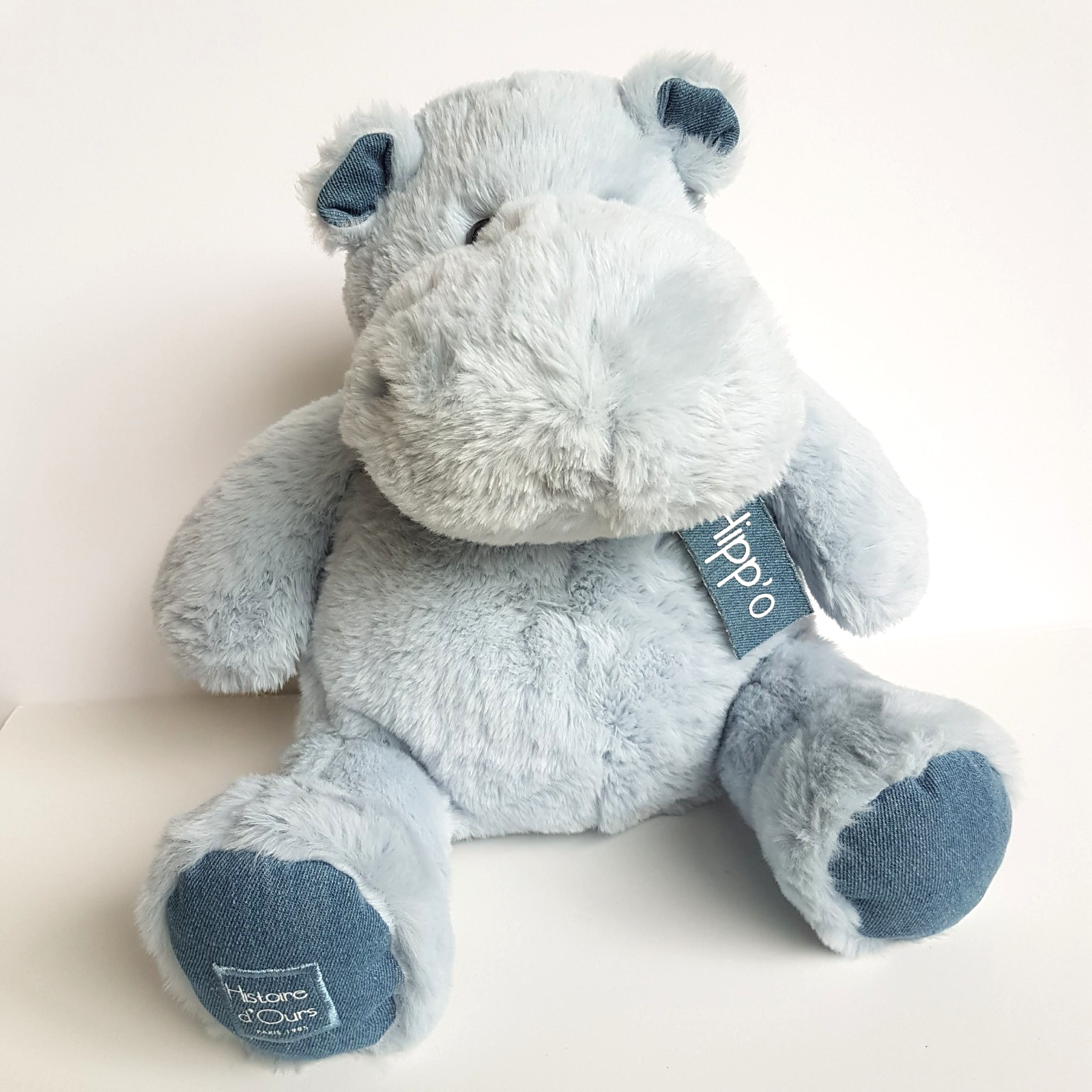 Histoire d'Ours BLUE HIPPO Plush 30cm Stuffed Animal Denim Hipp'o Sleep Soft Toy4