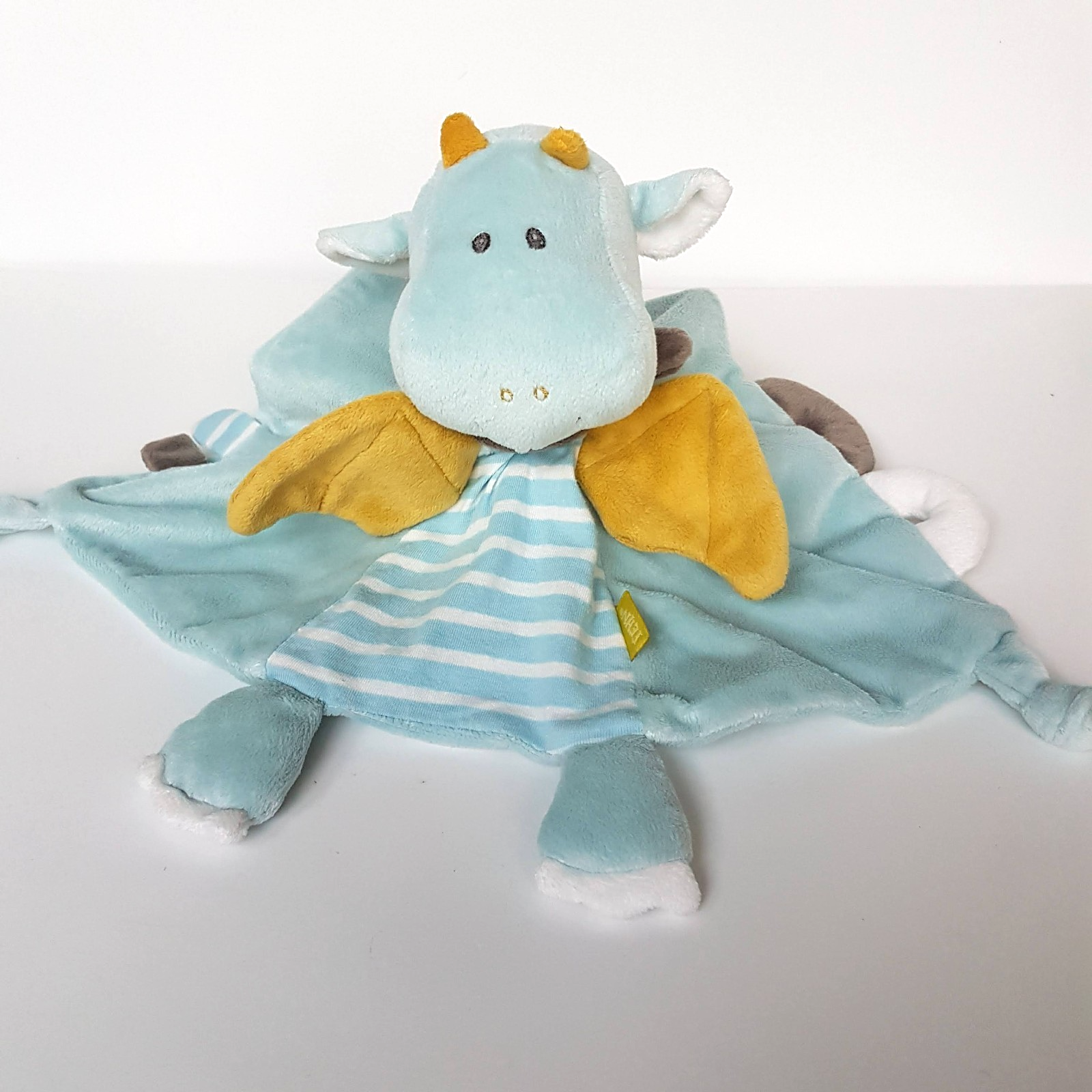 Fehn BLUE DRAGON Lovey Plush RATTLE Security Comforter Blanket Soft Toy Triangle0