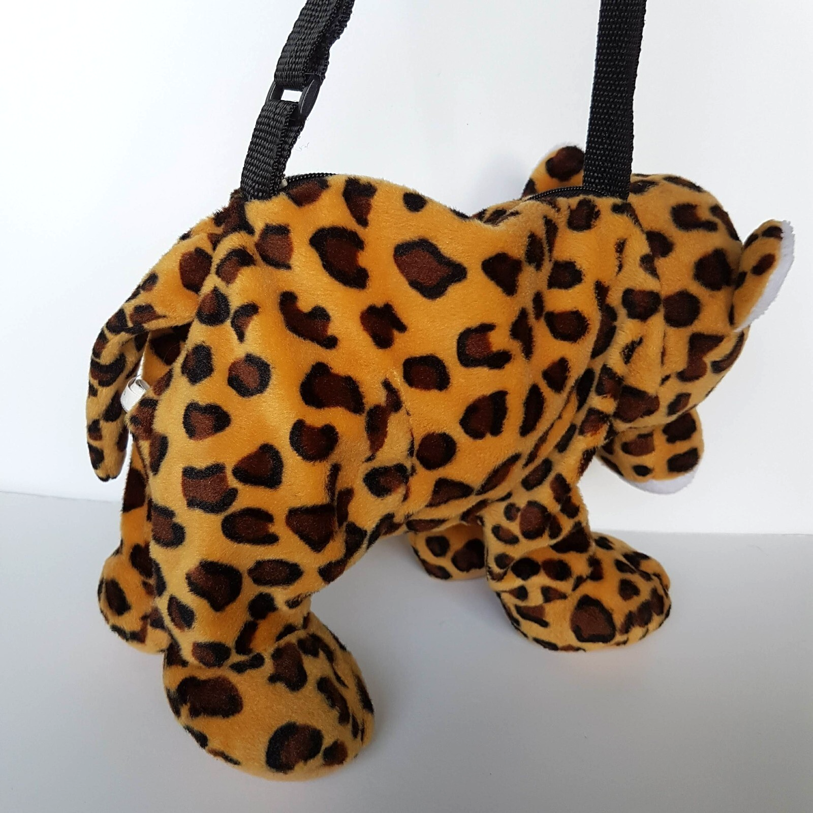 Plush JAGUAR LEOPARD Kids Cross Body Bag Stuffed Animal Safari Soft Toy Cute3