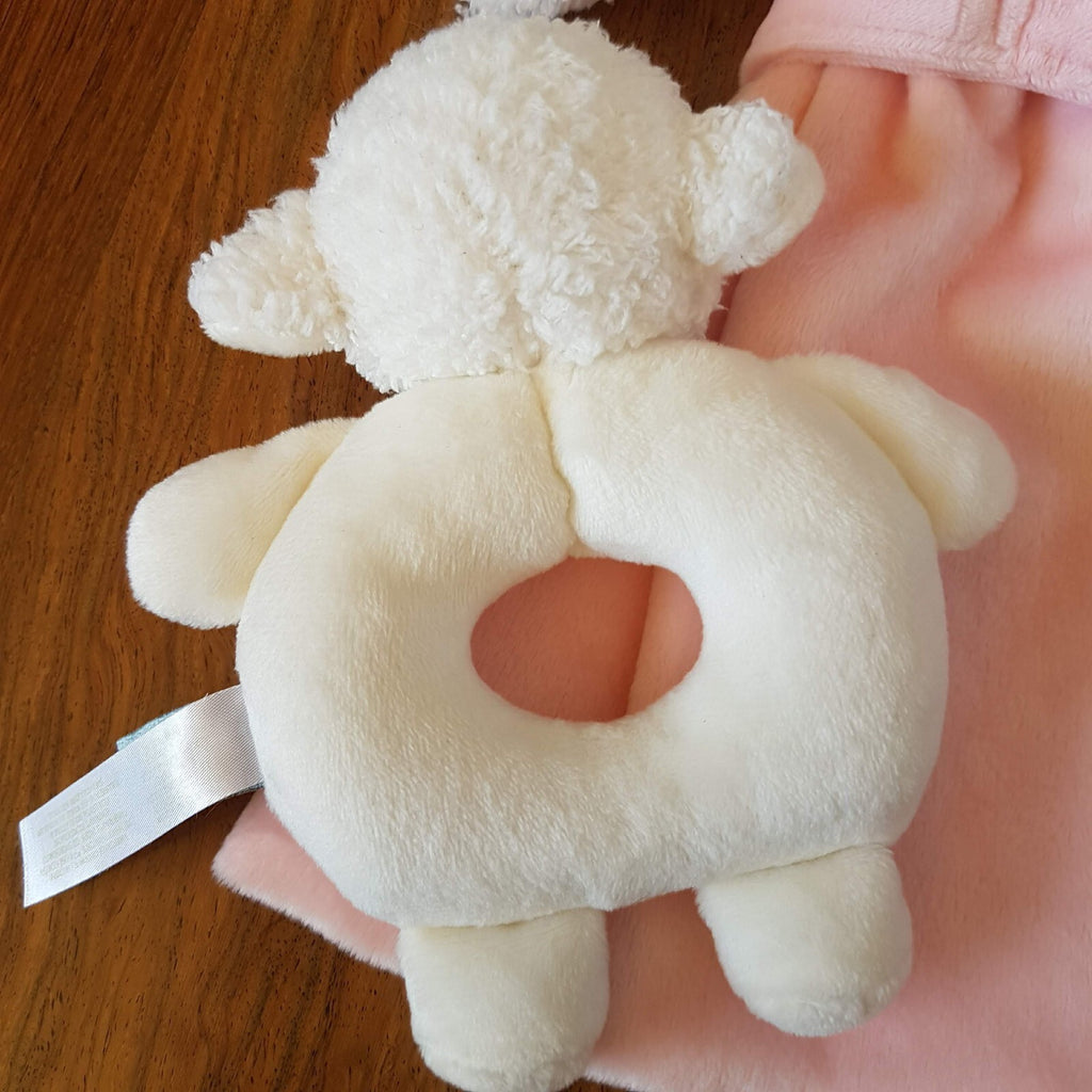 Bunnies By Bay Rabbit Plush Baby Security Blanket Comforter Satin + Lamb Rattle7