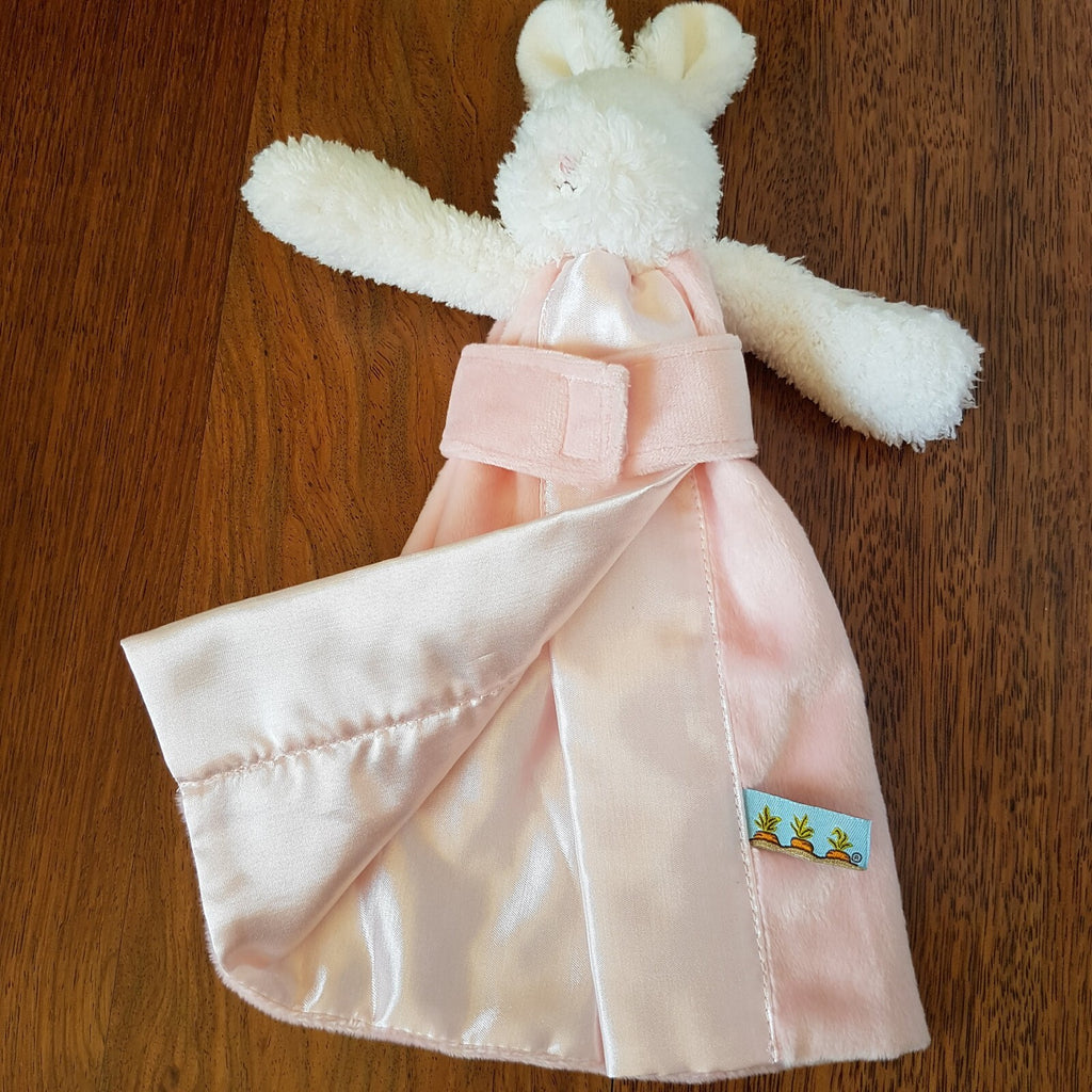 Bunnies By Bay Rabbit Plush Baby Security Blanket Comforter Satin + Lamb Rattle10