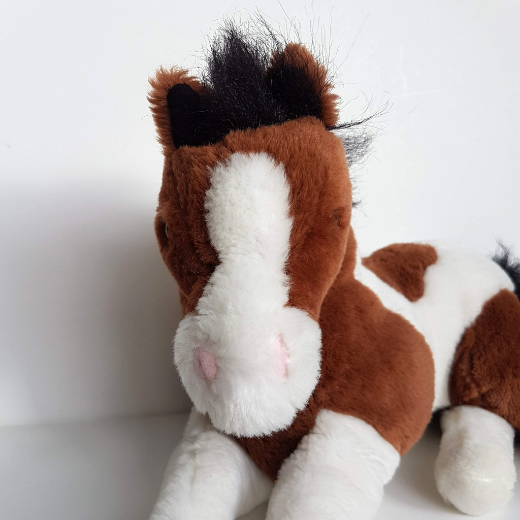 PINTO HORSE PONY Floppy Plush Brown White 34cm long Soft Toys Stuffed Animal Pet5