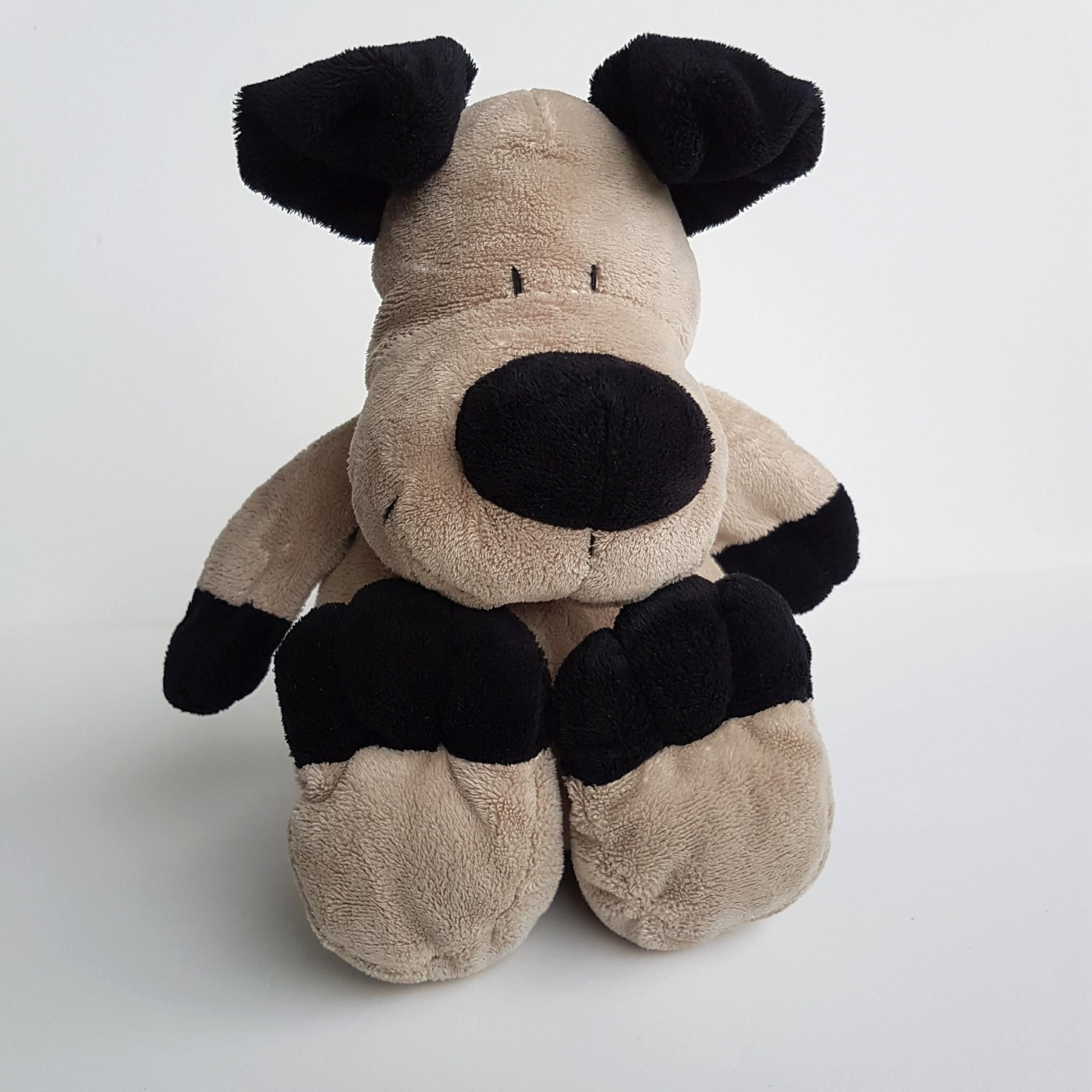 Cute FLOPPY BLACK GREY DOG Plush Soft Toy 35cm Cuddly Stuffed Animal Beanbag Toy1