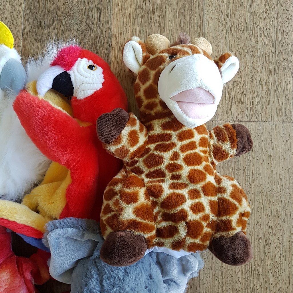 Mixed Lot ANIMAL PUPPETS Plush Bird Koala Giraffe Bear Stuffed Animal Soft Toy3
