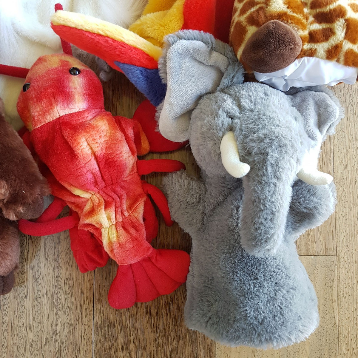 Mixed Lot ANIMAL PUPPETS Plush Bird Koala Giraffe Bear Stuffed Animal Soft Toy4