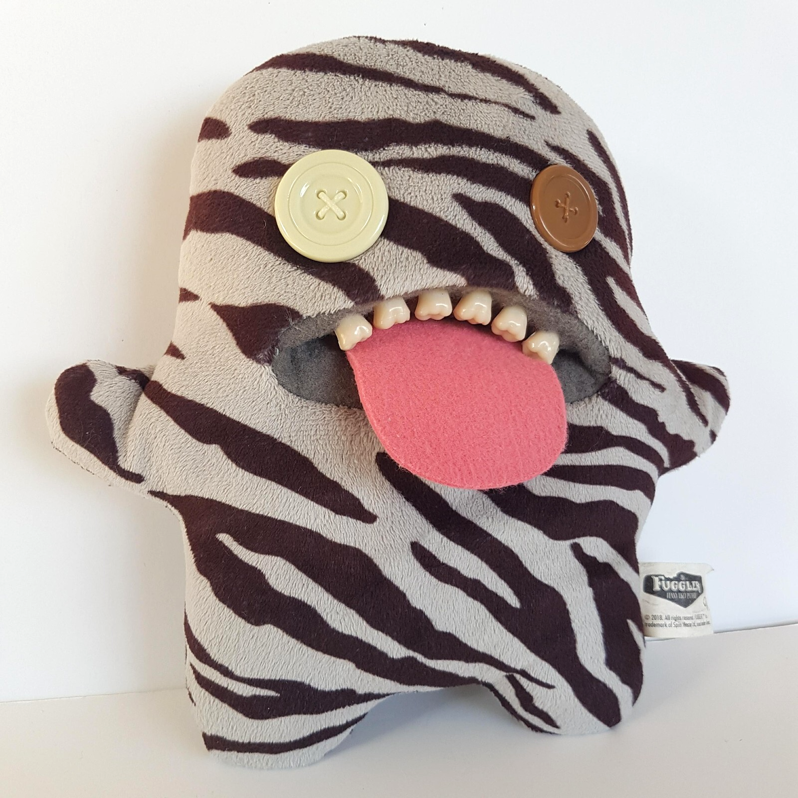 Fuggler OOGAH BOOGAH ZEBRA Funny Ugly Monster Plush Tongue Teeth Stripe Scary1