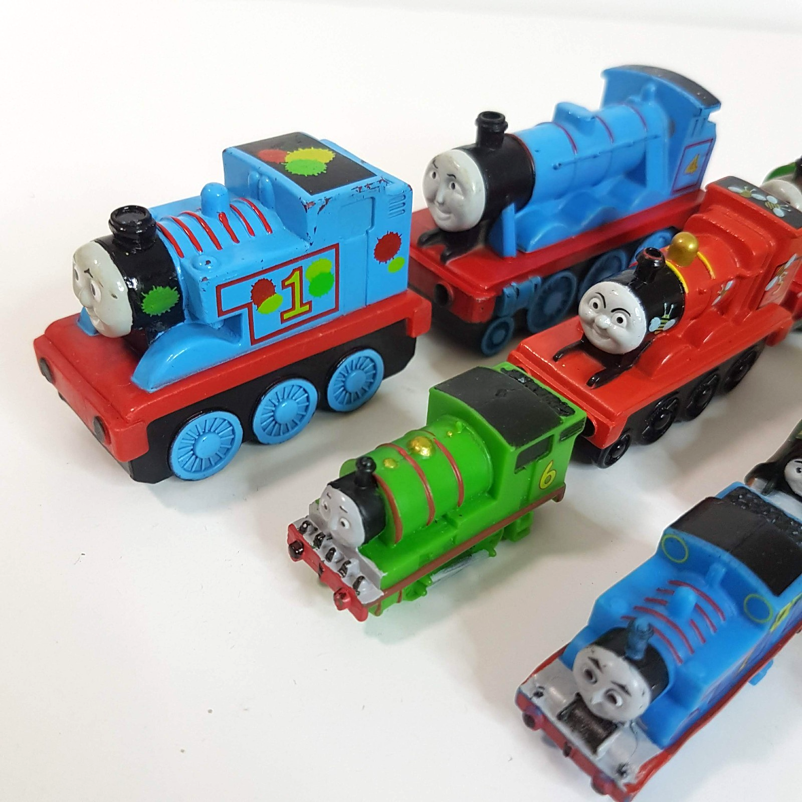 Thomas HARD PLASTIC VINYL TRAIN LOT 2007 Gullane Small Trains Cake Topper Toys1