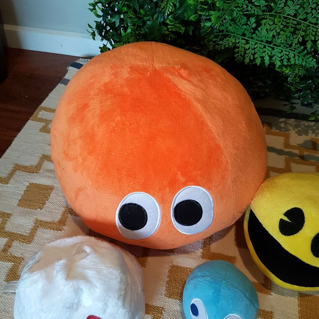 Rare 80s PACMAN CLYDE Large Plush Vintage + Pacman Reversible Ghost Soft Toy LOT3