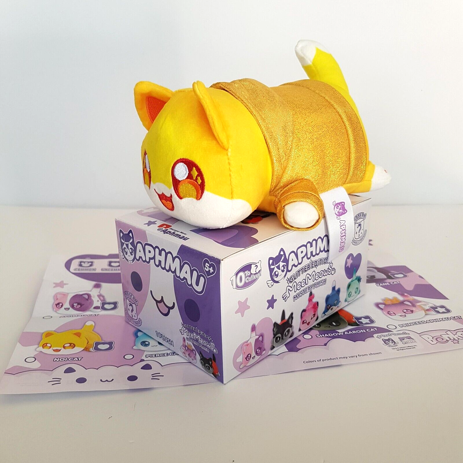Aphmau MeeMeows NOI CAT Mystery Plush Glitter Edition Stuffed Animal BOX & FLIER0