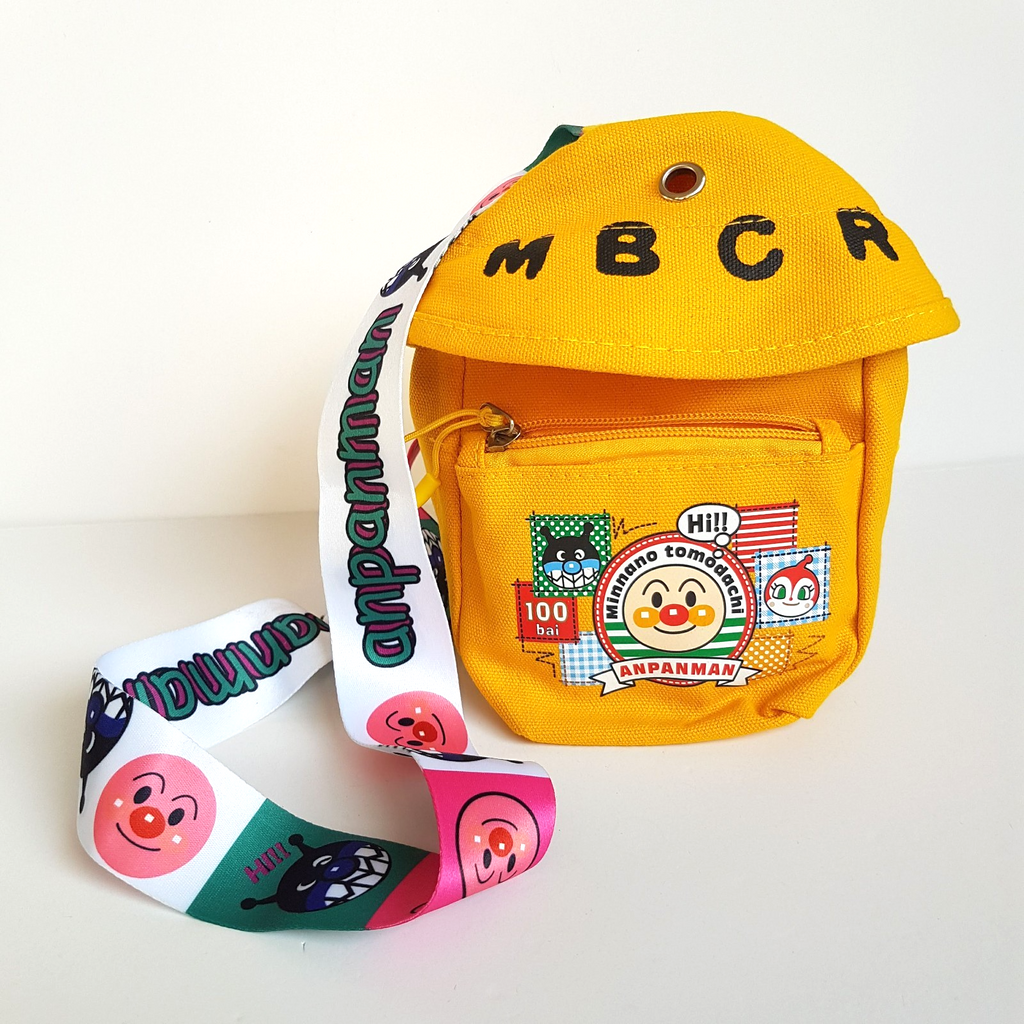 Japan ANPANMAN Yellow Chest Purse BAG Crossbody Small Adjustable Strap Cartoon0