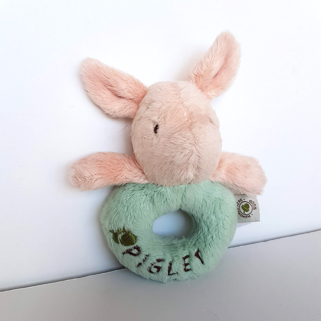 Hundred Acre Wood PIGLET RATTLE Lovey Winnie The Pooh Plush Security Soft Toy2