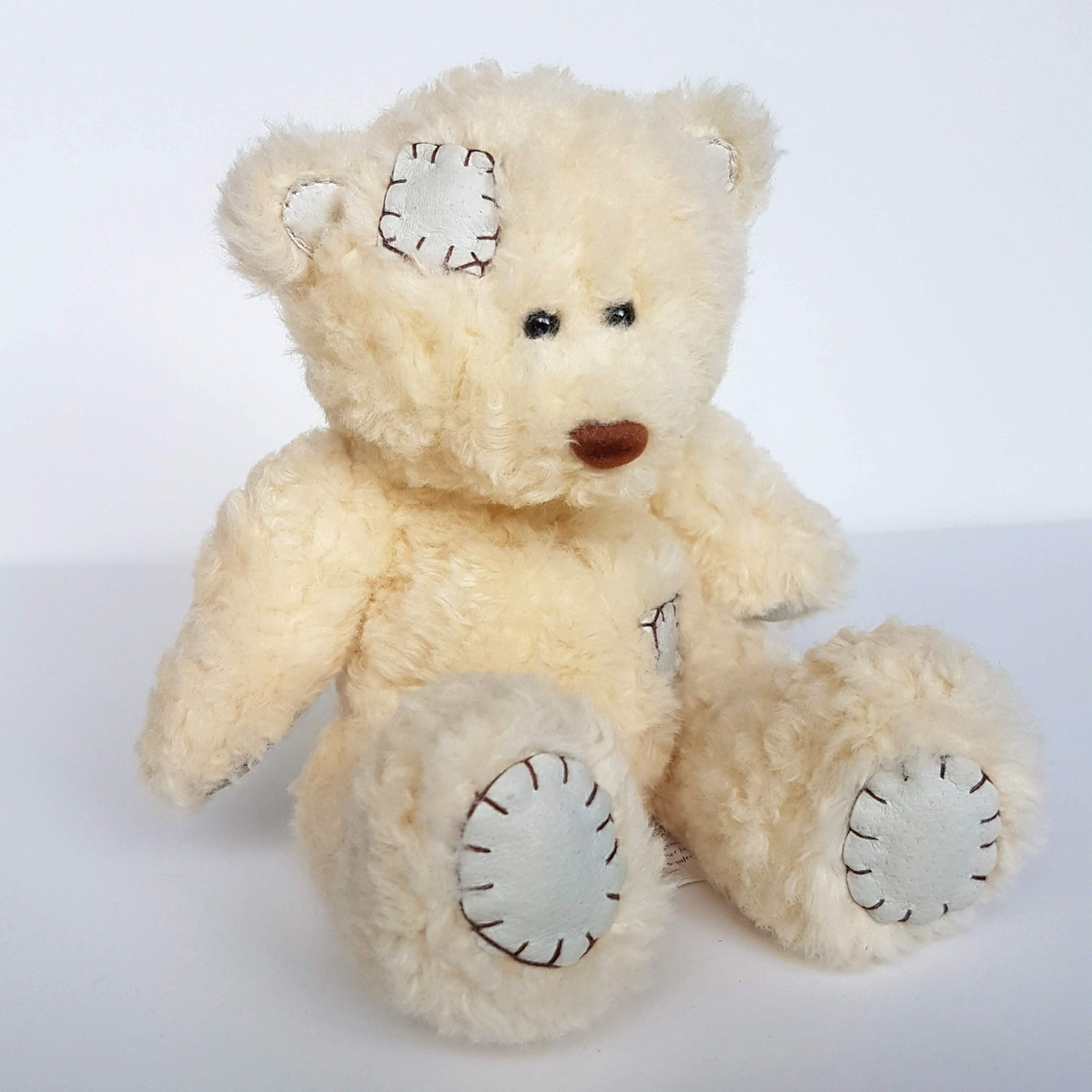 Korimco Cream PATCH TEDDY BEAR 22cm Plush Soft Toy Stuffed Animal Patchwork0