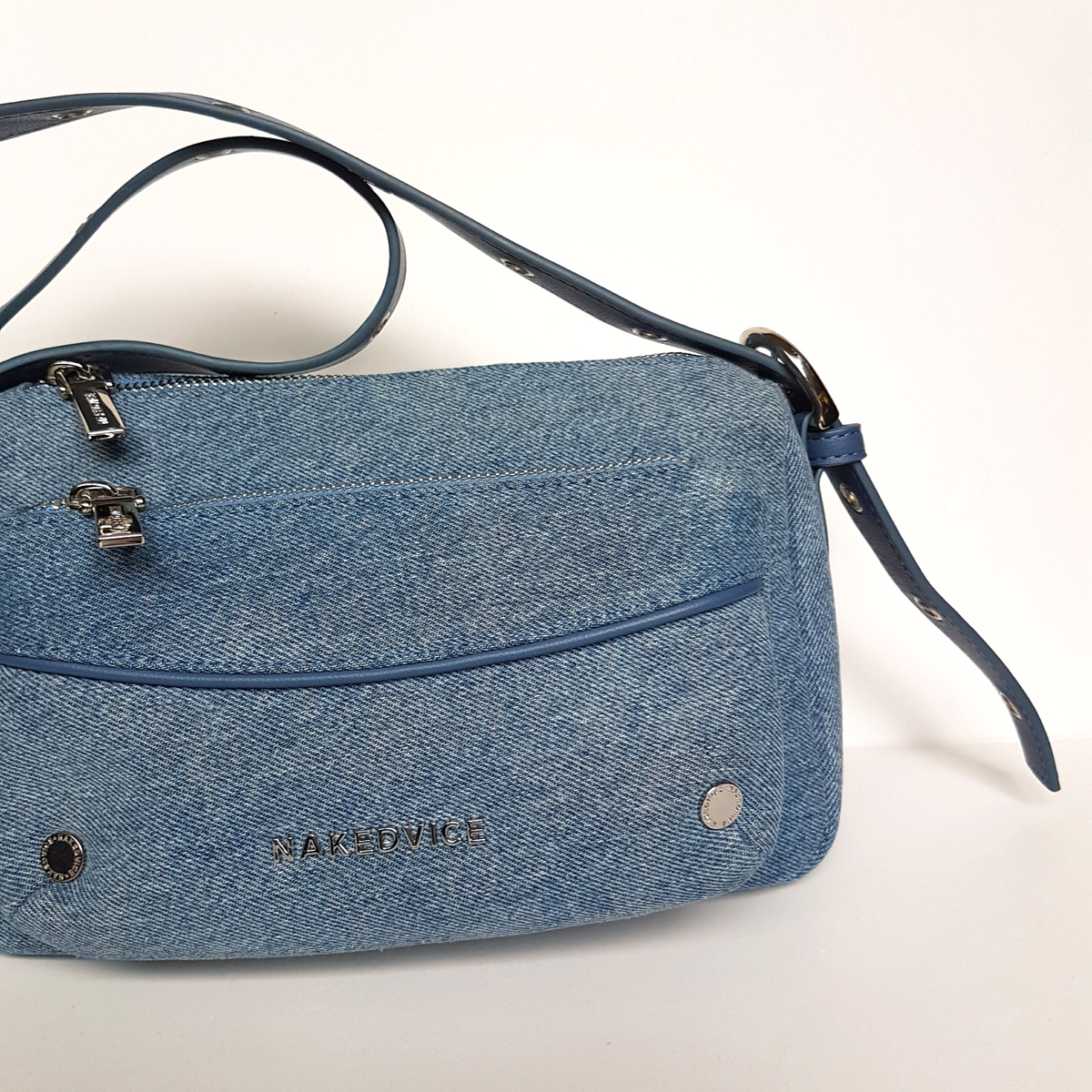Nakedvice THE JACQUES Denim Shoulder Bag Blue Crossbody Handbag Silver Hardware2