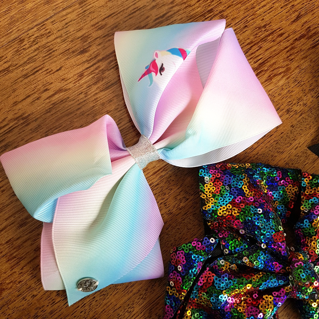 JoJo Siwa HAIR BOWS Unicorn Sequin Diamonte Sparkle Hair Accessories Cheer Bows1