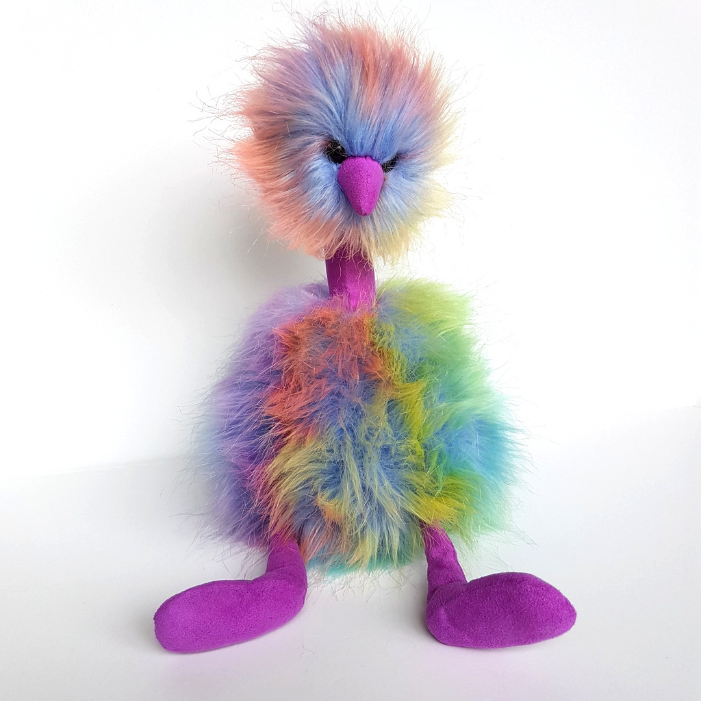Jellycat RAINBOW POMPOM OSTRICH 37cm Retired Stuffed Animal Bird Soft Toy Cute1