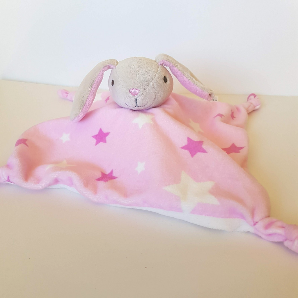 Little Linen PINK BUNNY RABBIT Lovey Security Blanket Comforter Plush Soft Toy2