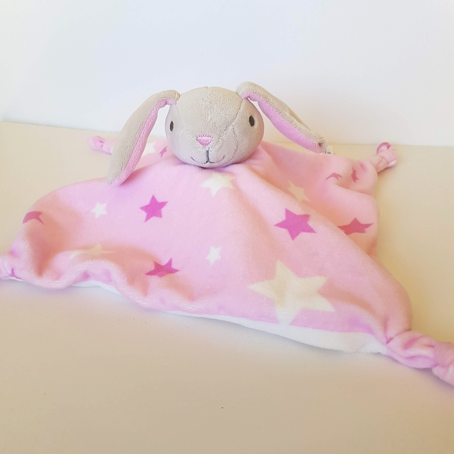 Little Linen PINK BUNNY RABBIT Lovey Security Blanket Comforter Plush Soft Toy2