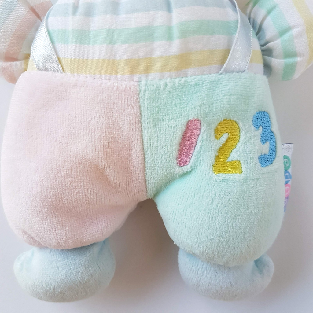Vintage EDEN TEDDY BEAR 123 Plush Pastel Terry Cloth Baby Rattle Soft Toy Cute2