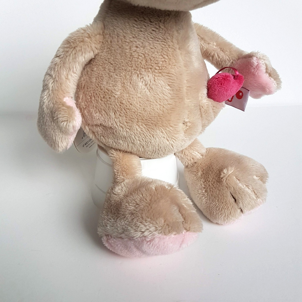 Nici BEIGE MOUSE Heart Plush Soft Toy 25cm Stuffed Animal 2009 Floppy Cuddly TAG3