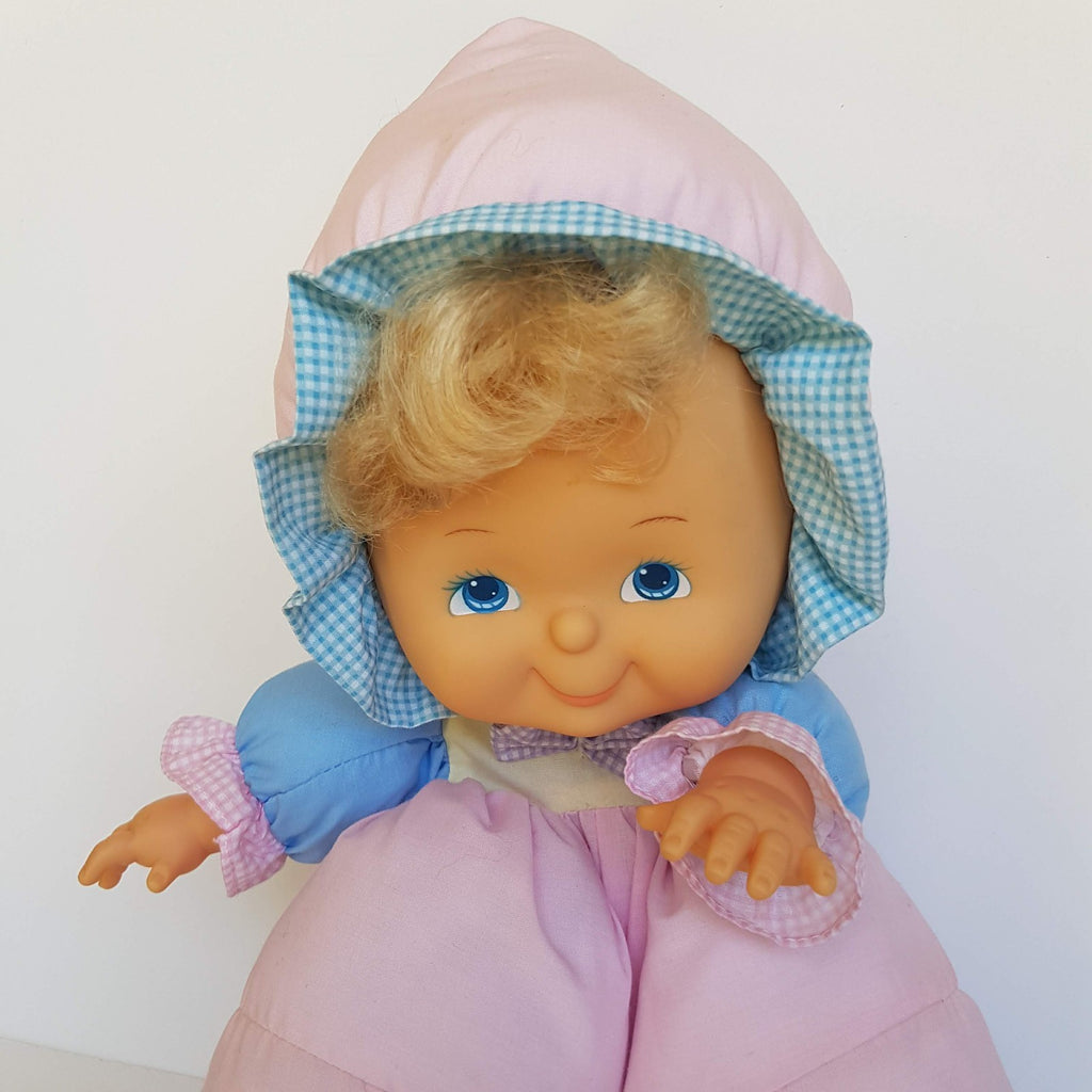 Vintage H.K City PUFF DOLL Baby Doll Puffy Body Bonnet Pink Blue Collectible Toy2