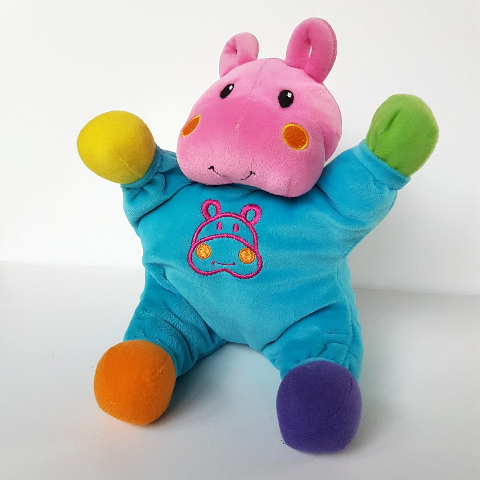 Rare Lamaze VELOUR HIPPO Plush 28cm Colour Block Rattle Stuffed Animal Soft Toy1