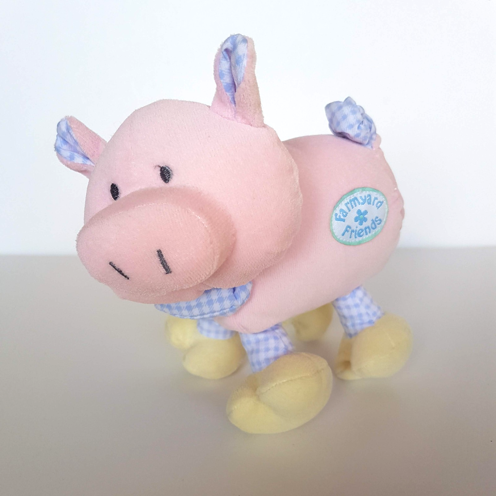 Velour FARMYARD FRIENDS PIG Vintage Plush Stuffed Animal Farm Piglet Soft Toy0